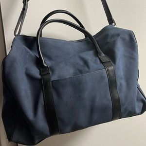 Blue faux suede weekender